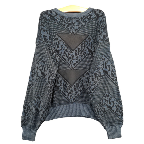 Alvin Josef Mens Pullover Knit Grandpa Sweater L Multi Animal Print Vintage - Picture 1 of 11